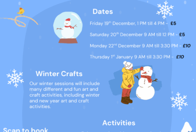 Blue and White Illustrative Winter Family Activity Ideas Poster (3)